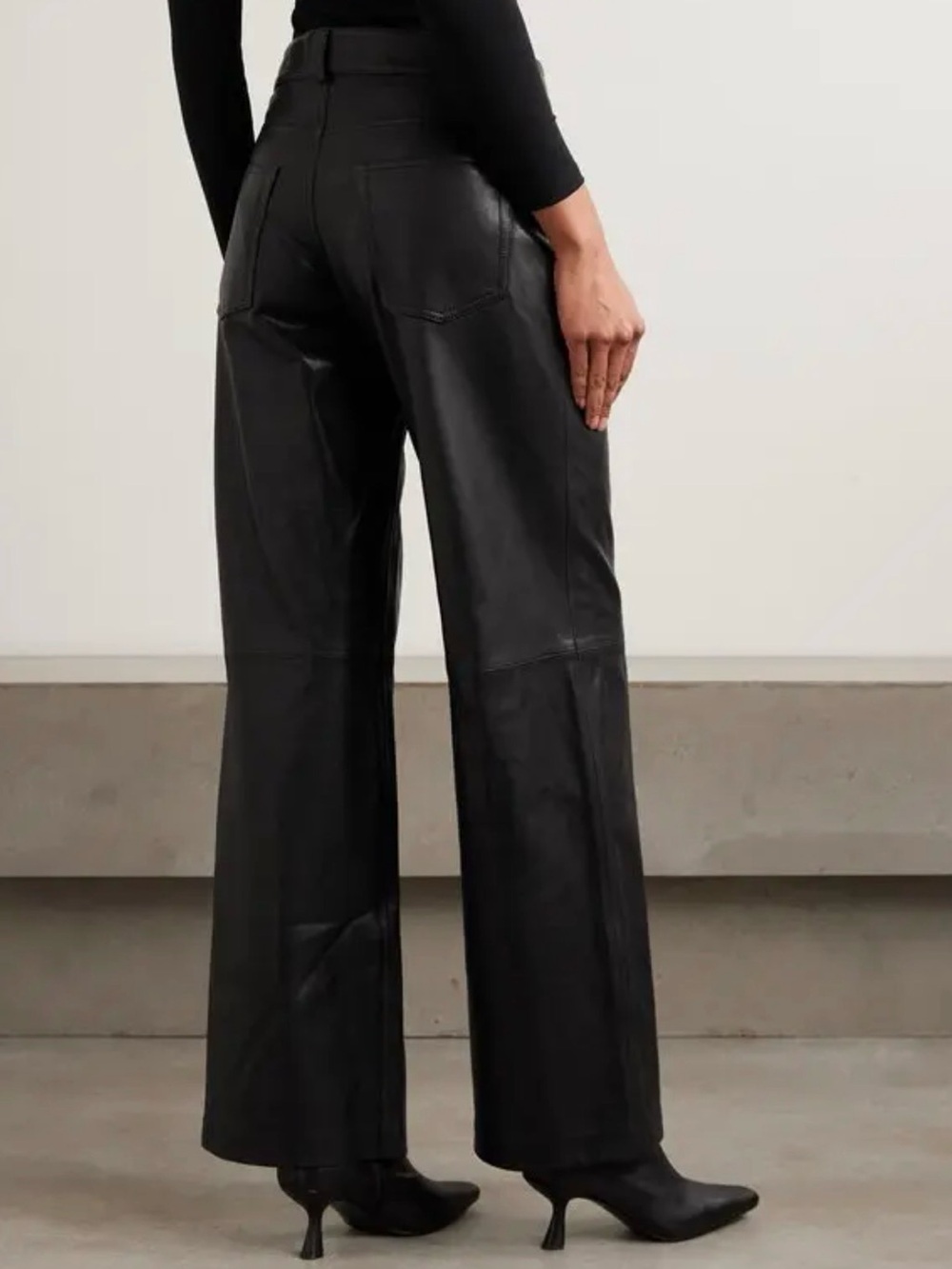 Faux Leather Wide-Leg Women’s Pants - Black
